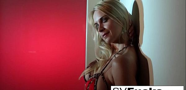  Hot Blonde MILF Sarah works her wet pussy with a toy